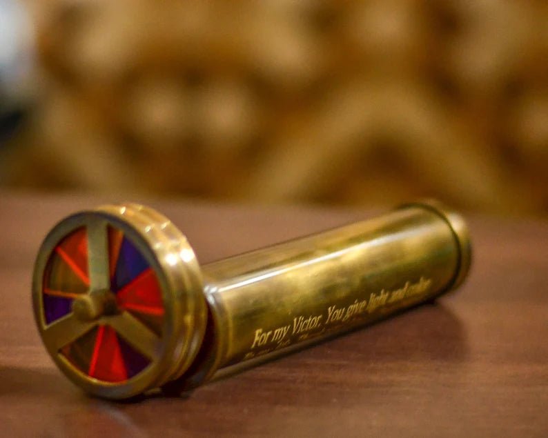 Personalized Classic Kaleidoscope, Multicolor Kaleidoscope, Gold Brass Kaleidoscope, Engraved Wedding Gift, Creative Custom Gift, Gift Idea - Retro Handicrafts