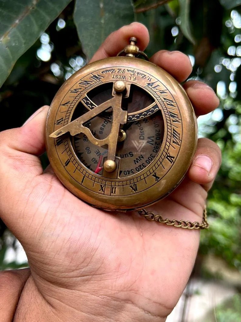 Personalized compass with engraved design and leather case, perfect for religious gifts and keepsakes

