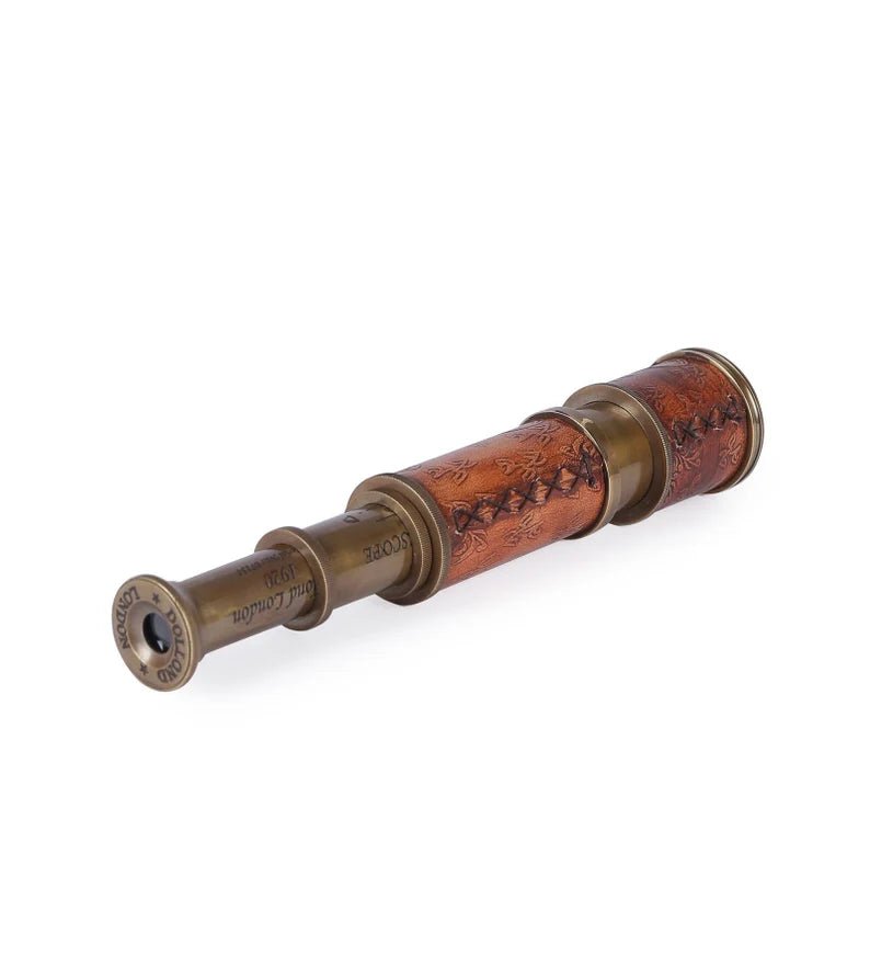 Personalized Nautical Vintage Brass & Leather Handheld Functional Telescope With Leather Case - Pirate Spyglass, Sailor Gift, Gift for Dad - Retro Handicrafts