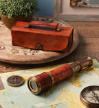 Personalized Nautical Vintage Brass & Leather Handheld Functional Telescope With Leather Case - Pirate Spyglass, Sailor Gift, Gift for Dad - Retro Handicrafts