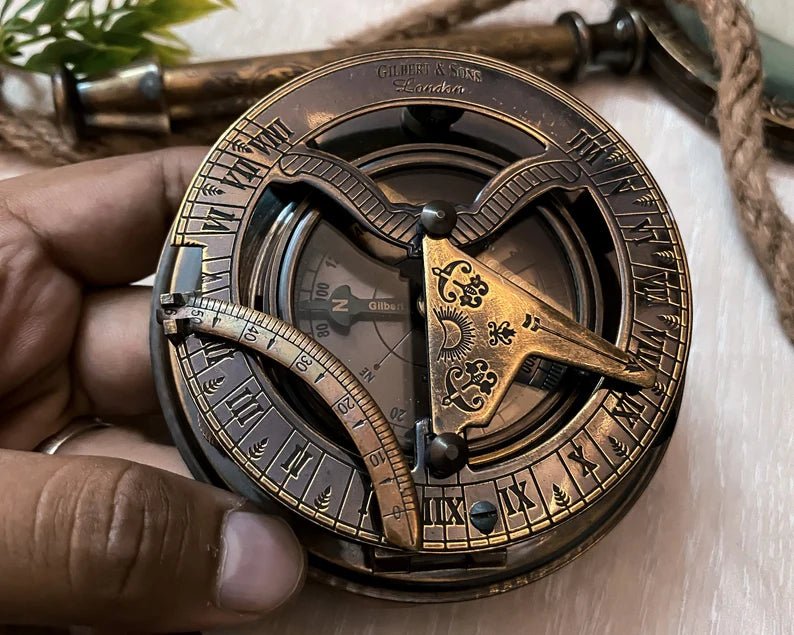 Personalized sundial compass with custom engraving, perfect for anniversaries, birthdays, and special occasions.