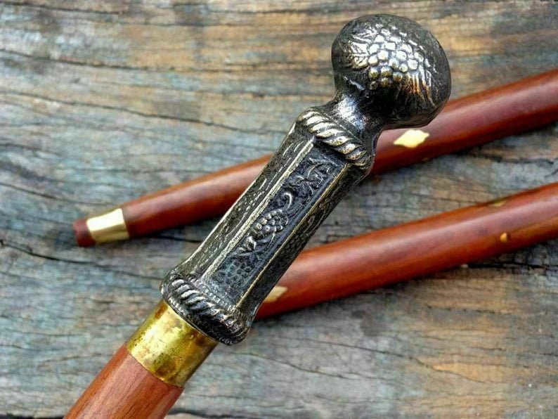 Pillar Handle Wooden Cane Walking Stick Vintage Nautical Cane - Retro Handicrafts