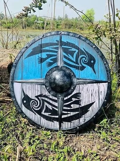 Ragnar Viking Battle - Ready Wooden Shield - Medieval Halloween Prop - Retro Handicrafts