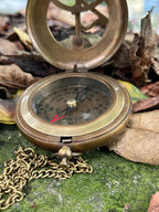 Engraved brass compass commemorating religious events like baptism, christening, and confirmation