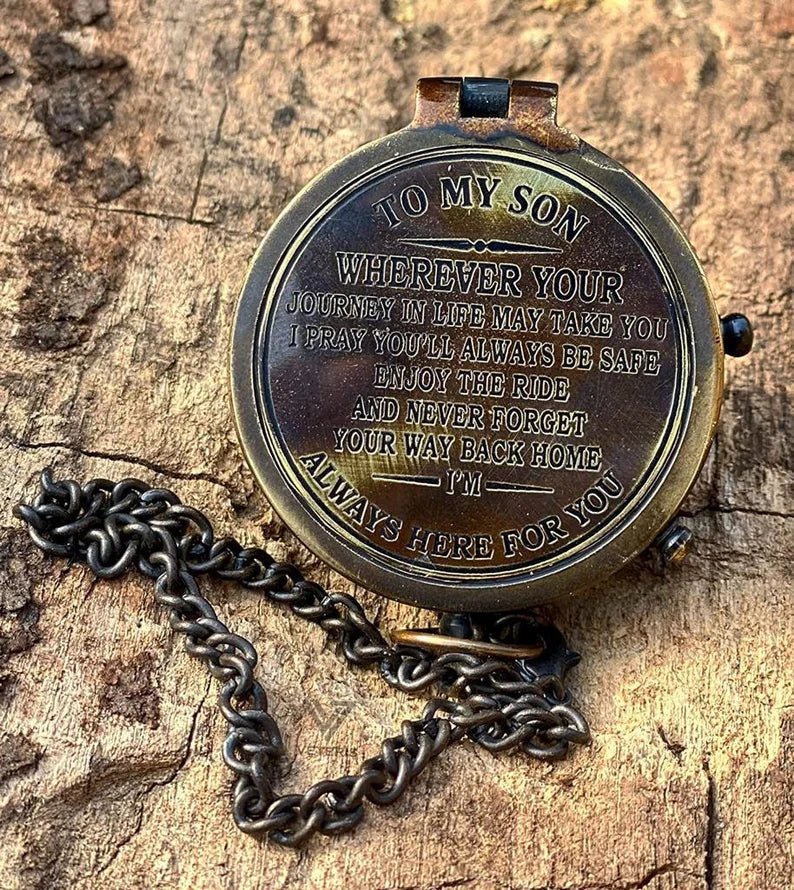 Personalized compass for baptism, christening, or religious events, an engraved keepsake for children.