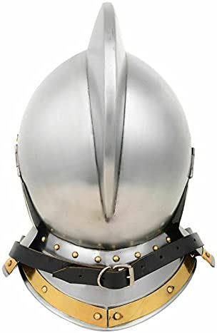 Retro Antique Burgonet Helmet Medieval Armour Helmet - with Brass Accents Helmet Silver - Retro Handicrafts