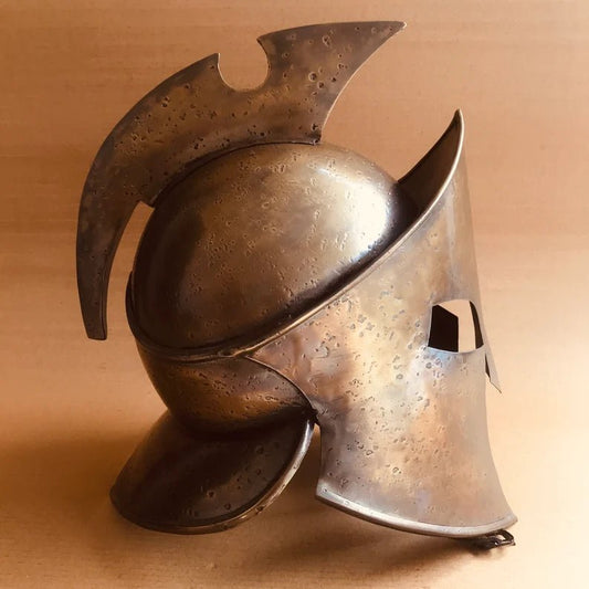 Rise of Spartan Movie Helmet - Fully Functional Medieval Wearable Helmet with Wooden Stand - Retro Handicrafts