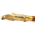 Rosewood Walking Stick with Brass Snake Handle – Stylish and Foldable Designer Cane
