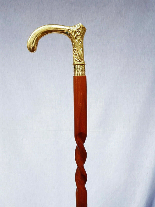 Designer Collectible Brass Handle Antique Victorian Cane Wooden Walking Stick
