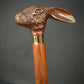Antique Victorian Wooden Walking Cane Sticks Rabbit Head Handle Vintage Designe