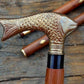 Walking Cane Nautical Brass Fish Handle Wooden Stick Decorate Gift For Him/her
