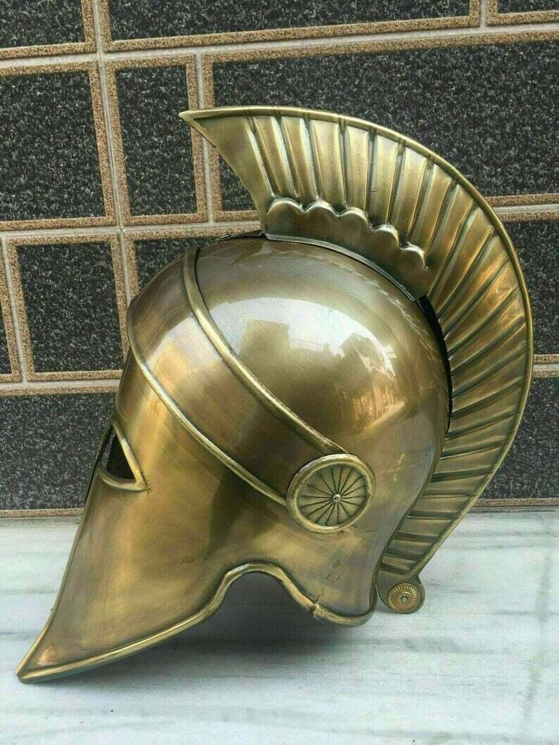 Medieval Helmet With Plume Greek Corinthian Armor Knight Spartan Helmet Cosplay