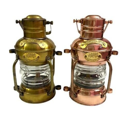 Set of 2 Antique Anchor Oil Lamp, Nautical Maritime Ship Lantern