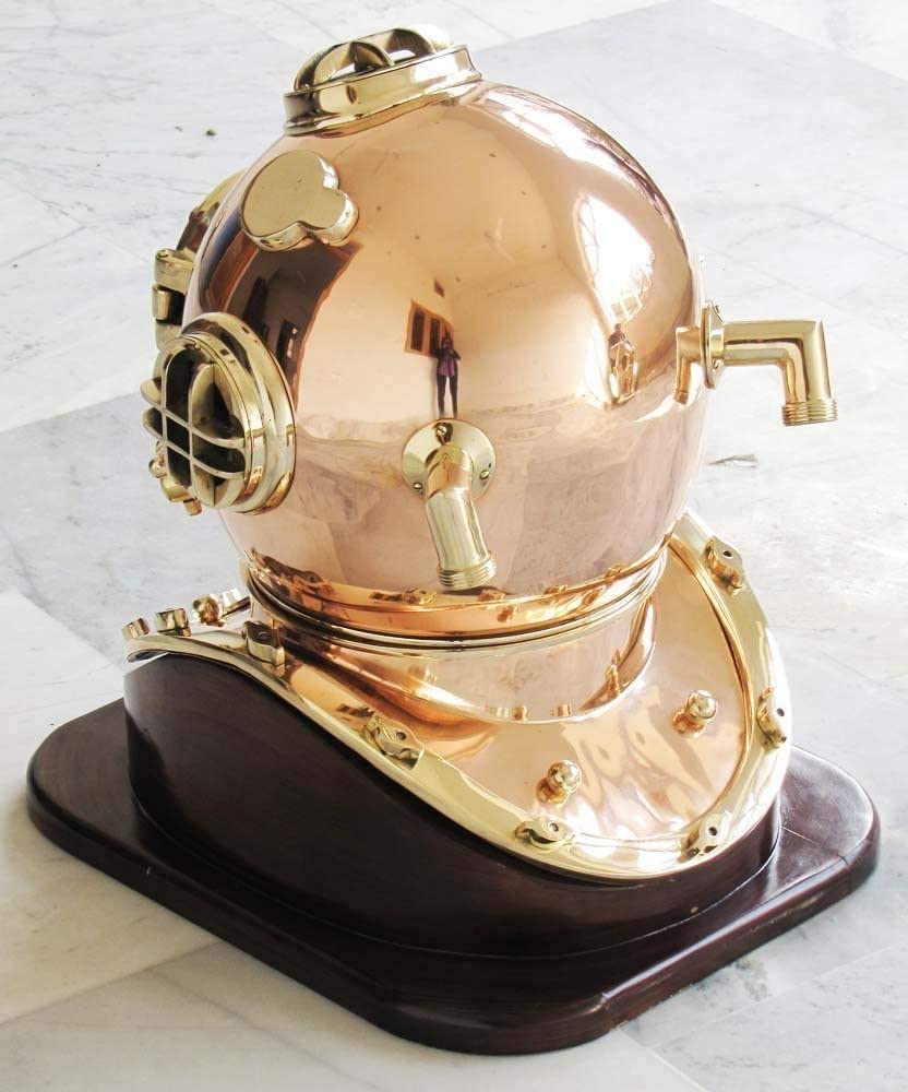 Scuba Decorative Divers Diving Helmet Vintage SCA Relica US Navy Mark V Copper And Brass 18 inches - Retro Handicrafts
