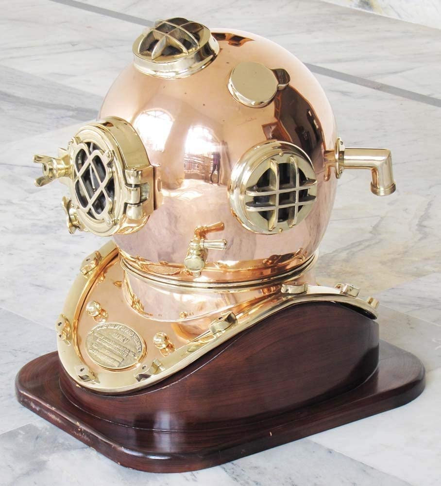 Scuba Decorative Divers Diving Helmet Vintage SCA Relica US Navy Mark V Copper And Brass 18 inches - Retro Handicrafts