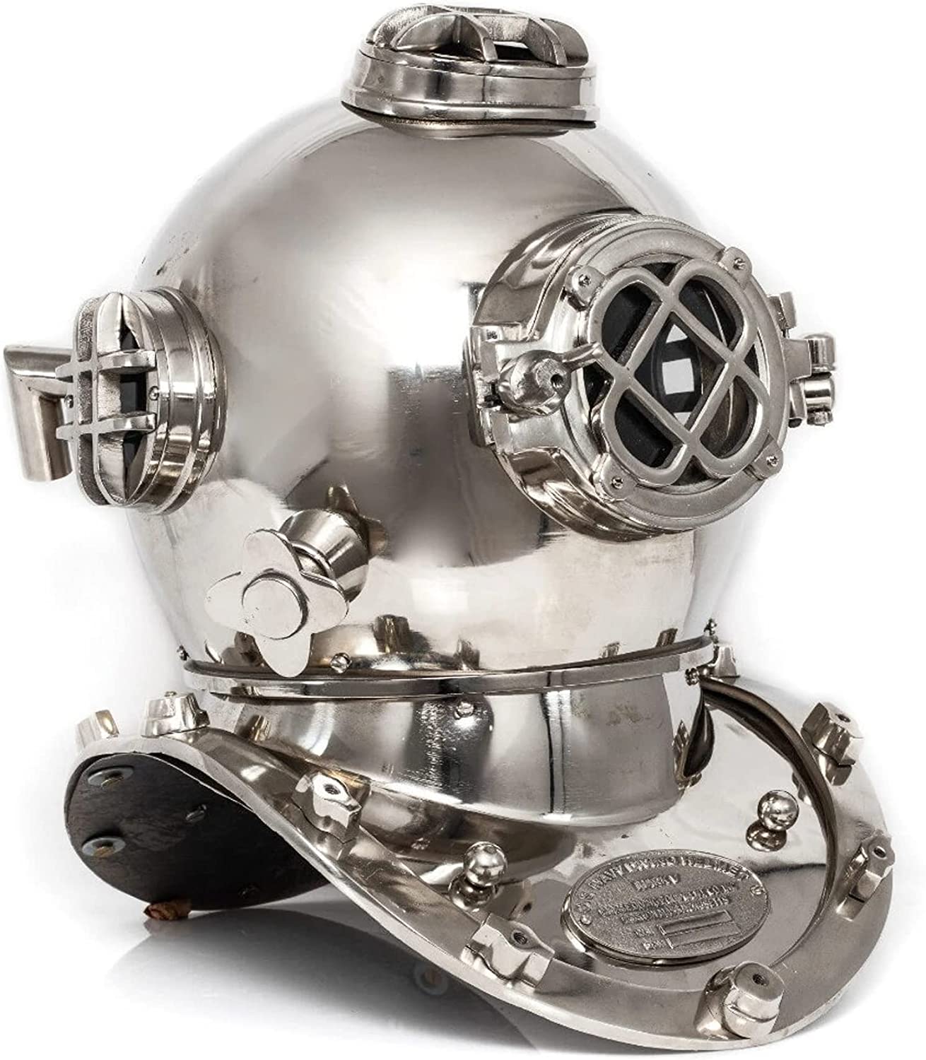 Silver Antique Vintage Diving Helmet Heavy Metal Divers Helmet Antique Scuba Sea Replica Us Navy Mark V - Retro Handicrafts