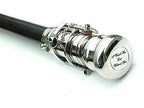 Silver and Black Nautical Walking Stick with 36-Inch Wooden Cane and Chrome Handle