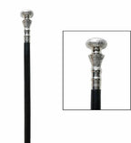 Silver Brass Handle Antique Victorian Wooden Walking Stick with Elegant Design