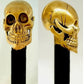 Skull Head Brass Handle Wooden Walking Cane - Retro Handicrafts