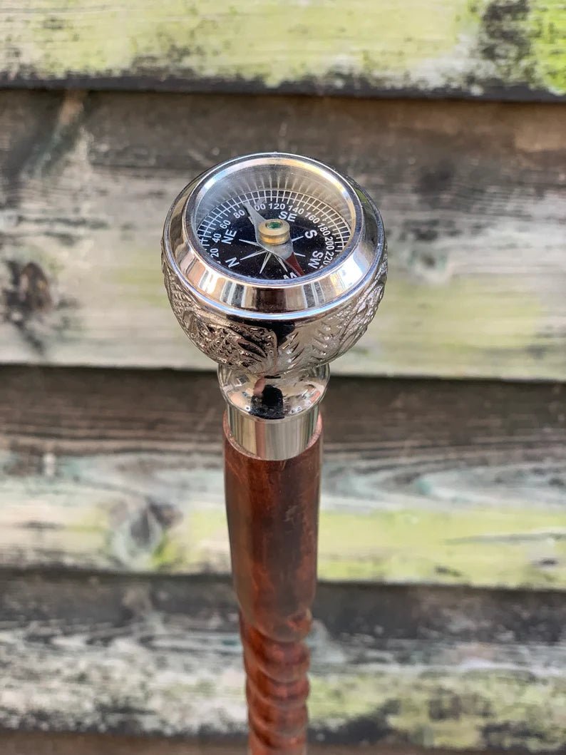 Solid brass handle and hardwood shaft Royal Engineers walking stick with polished finish, 93 cm.