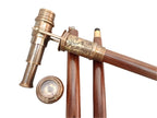 Elegant Victorian Walking Stick Cane with Spyglass Handle and Telescope Compass Design
