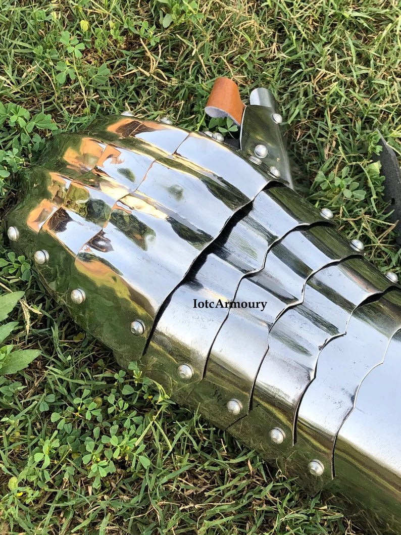 Steel Knight Full Arm Armor Medieval Single Arm Protection Functional Armour Historical Reenactment LARP Gauntlets Battle Ready Costume - Retro Handicrafts