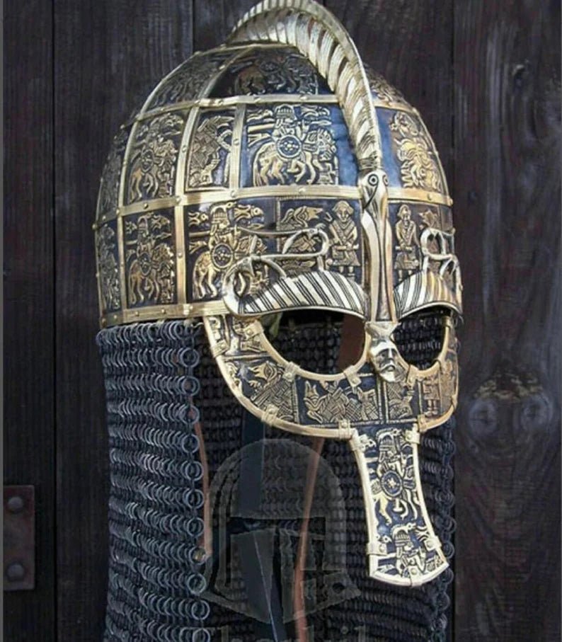 Superior Made 18 Guage Great King Viking Helmet ~ Medieval Brass & Steel ~ Late Roman ~ Gallic Helmet Medieval ~ Roman Helmet ~ Gift - Retro Handicrafts