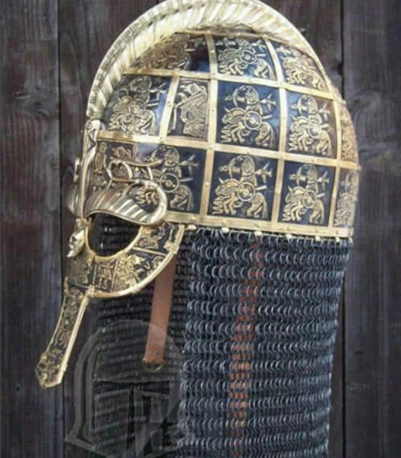 Superior Made 18 Guage Great King Viking Helmet ~ Medieval Brass & Steel ~ Late Roman ~ Gallic Helmet Medieval ~ Roman Helmet ~ Gift - Retro Handicrafts