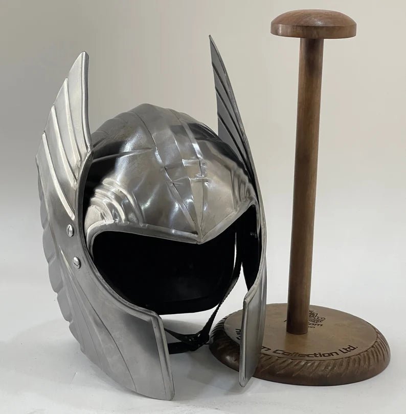 Thor Love and Thunder Movie Helmet 18 Gauge Metal Wing Rotator Thor Helmet with Stand Perfect Gift for Thor Lover - Retro Handicrafts