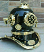 U.S Navy Mark IV Divers Mini Diving Helmet Gift Item Brass Black Finish Scuba - Retro Handicrafts