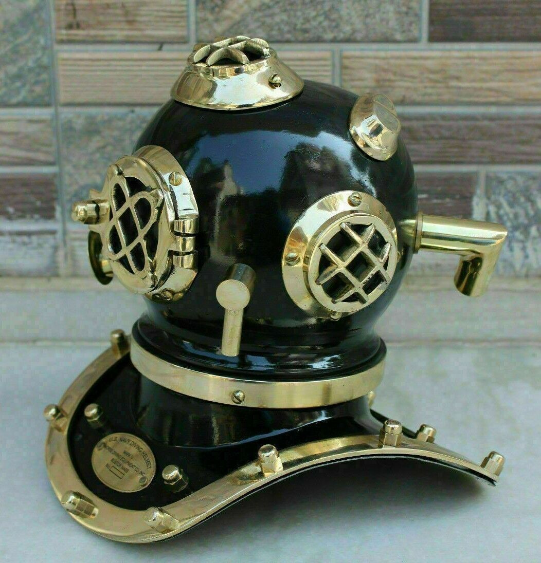 U.S Navy Mark IV Divers Mini Diving Helmet Gift Item Brass Black Finish Scuba - Retro Handicrafts