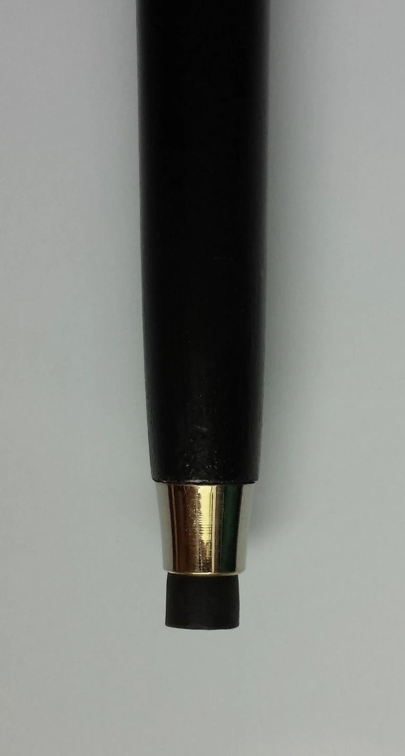 Full-length view of the Victorian Men Women Cane Walking Stick - Wooden, displaying its stylish wooden shaft and brass handle.