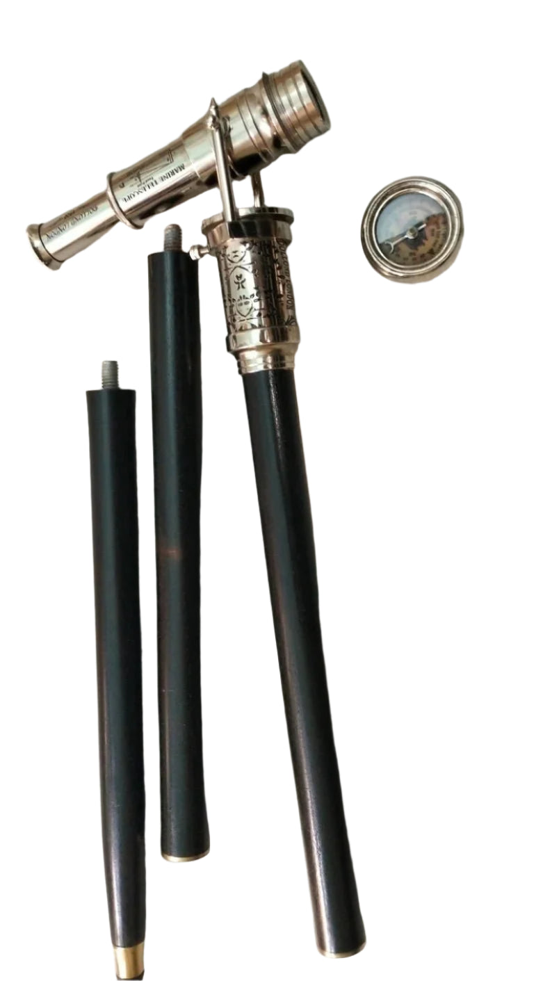 Victorian Telescope Steampunk Walking Stick, Ideal Gift for Gentlemen and Collectors