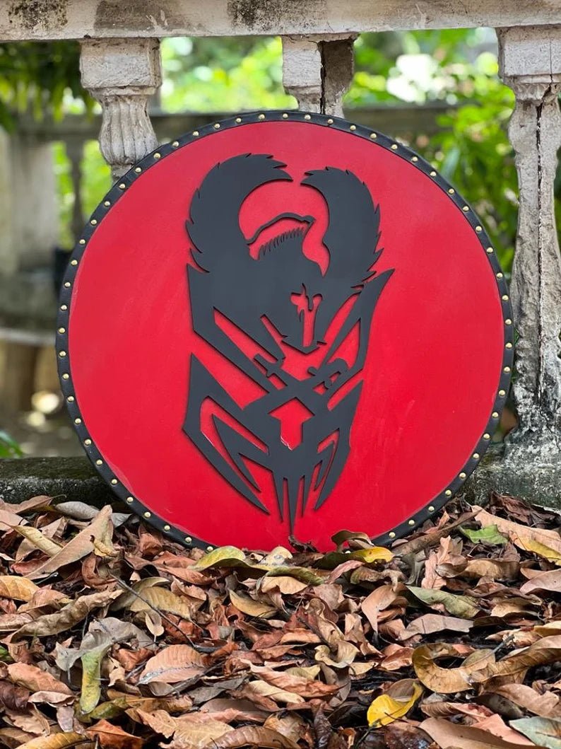 Viking 24-inch Round Carving Shield, knight battle wooden armor with authentic medieval design.