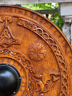 Viking Round Dragon Shield, 24 Inch Knight Battle Medieval Warrior Ship Armor Wooden Shield Best Wall Décor Gifts - Retro Handicrafts