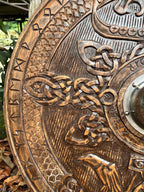Viking Round Dragon Shield presented as a gift, highlighting its appeal to enthusiasts.