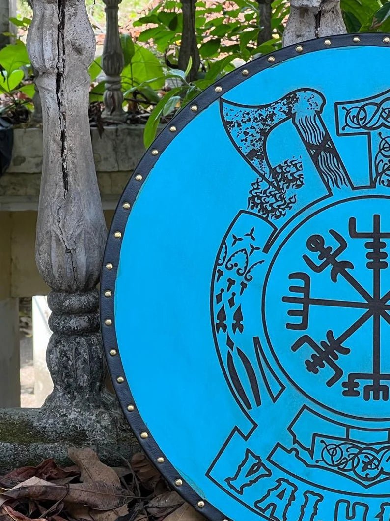 Full Size Battle-Ready Viking Shield - Round Design with Wooden and Mild Steel Construction