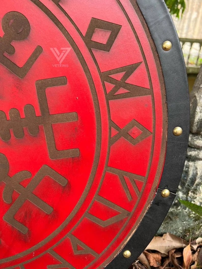 Authentic hand-carved Viking shield designed for historical reenactments