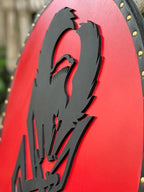 24-inch Viking shield designed for LARP, reenactments, and as a unique medieval display piece.