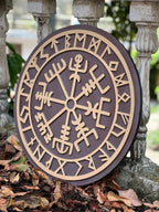 Medieval wooden Viking shield with a polished finish, perfect for collectors, reenactments, and decorative home displays.