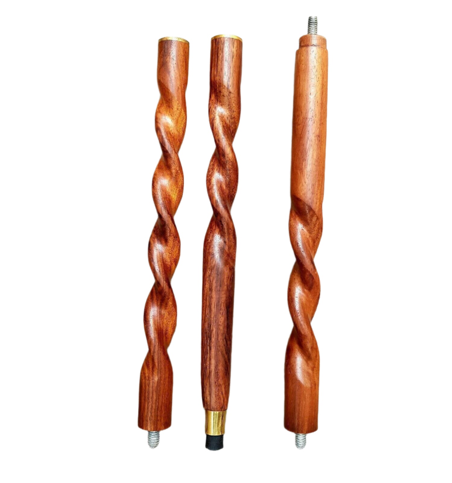 Close-up of the vintage brass handle on an antique Victorian-style wooden walking stick, showcasing craftsmanship and elegance. Perfect gift for gentlemen.