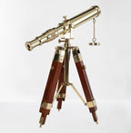 Vintage Brass Telescope With Wooden Tripod Stand DF Lens Nautical Spyglass Gift - Retro Handicrafts