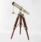 Vintage Brass Telescope With Wooden Tripod Stand DF Lens Nautical Spyglass Gift - Retro Handicrafts