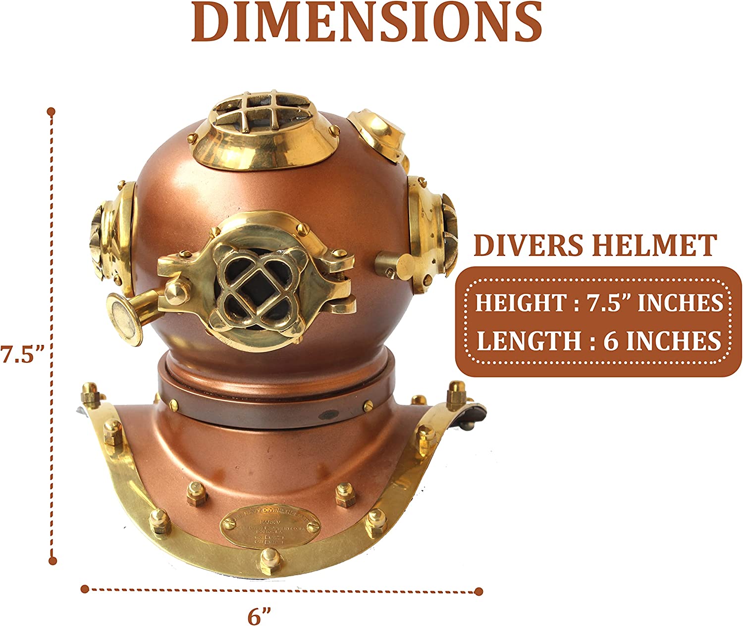 Vintage Handmade Marine Divers Diving Helmet Miniature US Navy Copper Finish - Retro Handicrafts