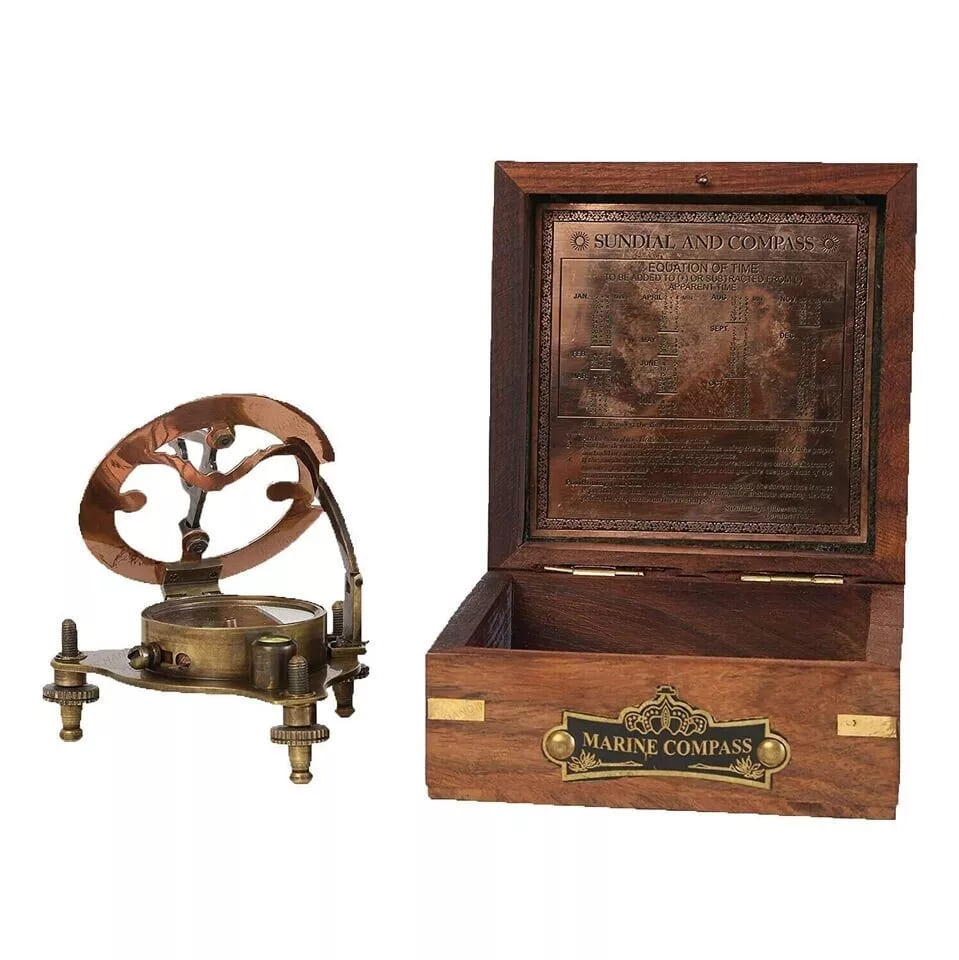 Vintage Marine WEST London Brass Sundial Compass – Nautical Decor - Retro Handicrafts