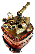 Vintage Maritime Brass Nautical Sextant Leather Case Kelvin Hughes London 1917 Genuine Leather Box With Solid Brass nautical Sextant - Retro Handicrafts