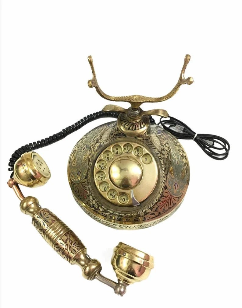 Vintage Nautical Brass Retro Style Collectible Rotatory Dial Antique Telephone for Home/ Office Decor - Retro Handicrafts