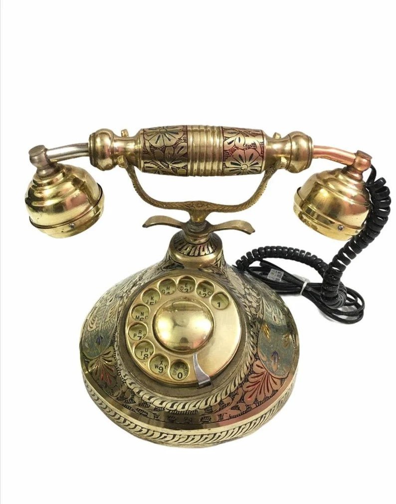 Vintage Nautical Brass Retro Style Collectible Rotatory Dial Antique Telephone for Home/ Office Decor - Retro Handicrafts