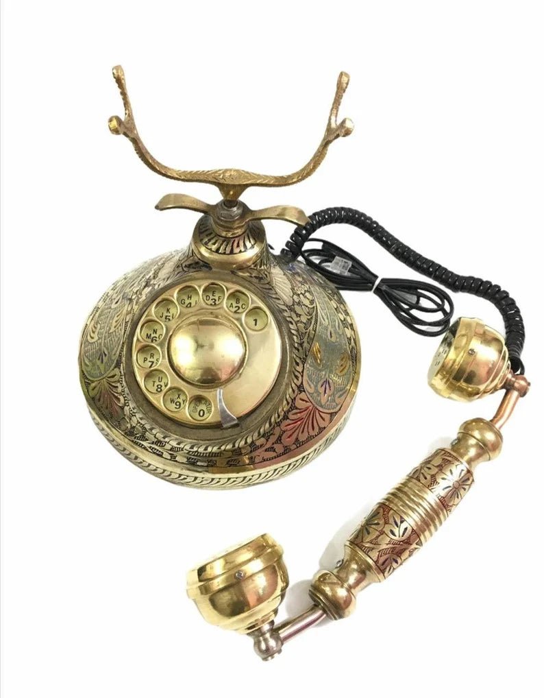 Vintage Nautical Brass Retro Style Collectible Rotatory Dial Antique Telephone for Home/ Office Decor - Retro Handicrafts
