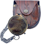 Vintage-style brass compass with glass and leather, a thoughtful gift for your son on graduation or special occasion.